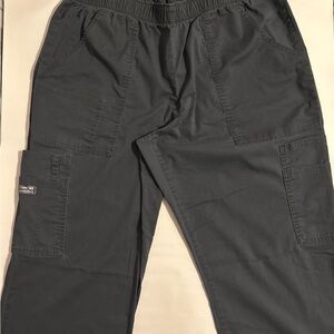 Elastic-Waist Scrub Cargo Pants - Charcoal Gray